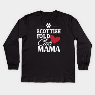 Scottish Fold Cat Mama Kids Long Sleeve T-Shirt